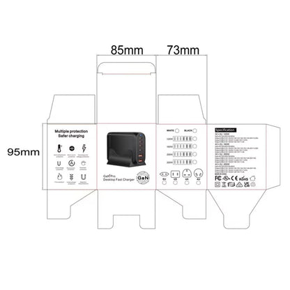 GaN PD100W Type-C x 3 + USB x 3 Multi Port Laptop Adapter, White, Plug Size:US Plug - Universal Power Adapter by buy2fix | Online Shopping UK | buy2fix