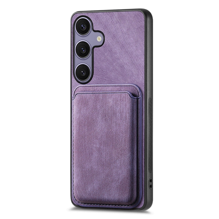 For Samsung Galaxy S25+ 5G Retro Leather Card Bag Magnetic Phone Case(Purple) - Galaxy S25+ 5G Cases by buy2fix | Online Shopping UK | buy2fix