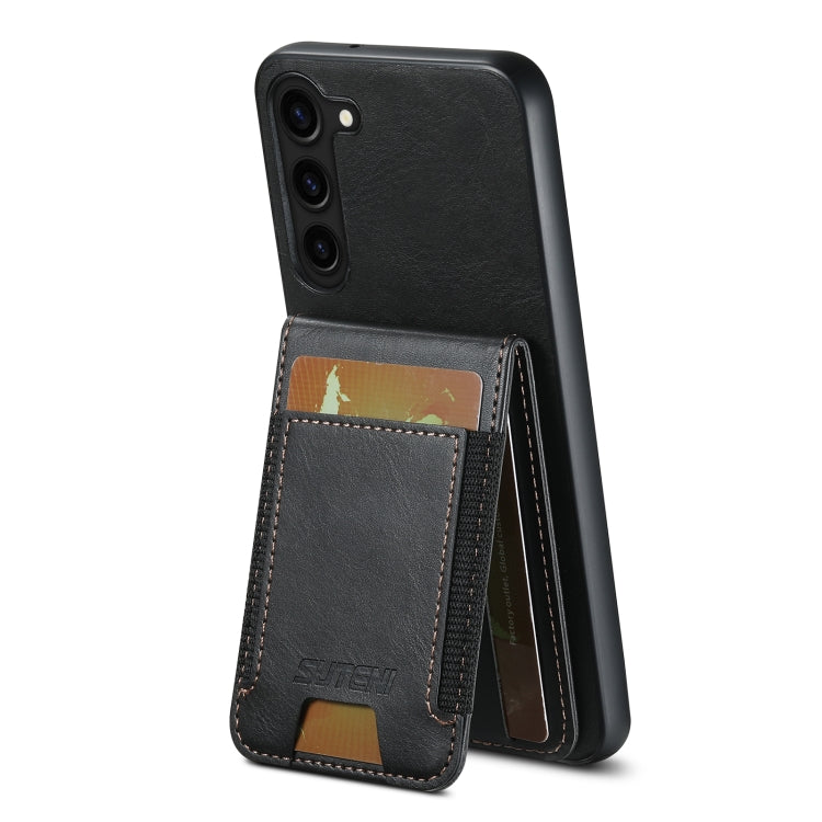 For Samsung Galaxy S24+ 5G Suteni H03 Oil Wax Leather Wallet Stand Back Phone Case(Black) - Galaxy S24+ 5G Cases by Suteni | Online Shopping UK | buy2fix