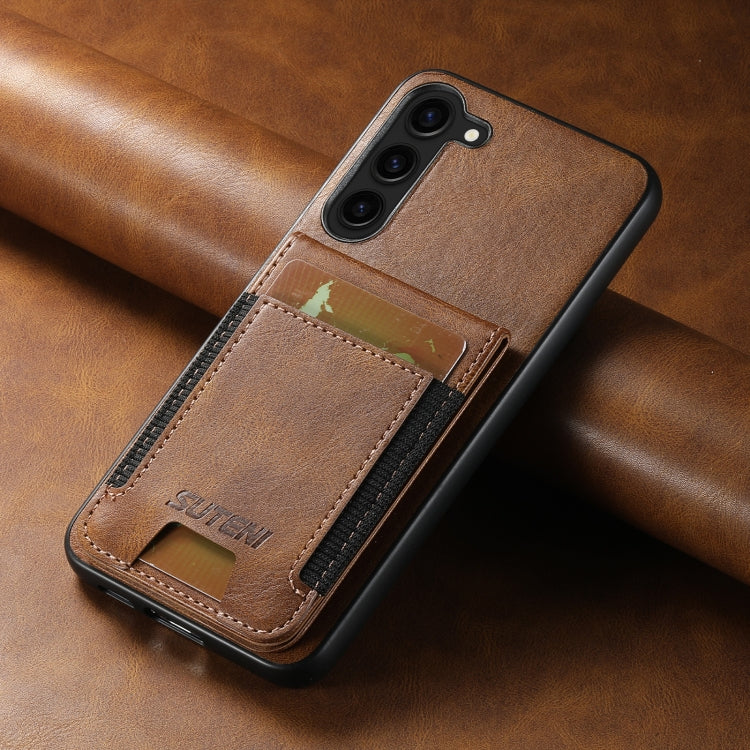 For Samsung Galaxy S24+ 5G Suteni H03 Oil Wax Leather Wallet Stand Back Phone Case(Brown) - Galaxy S24+ 5G Cases by Suteni | Online Shopping UK | buy2fix