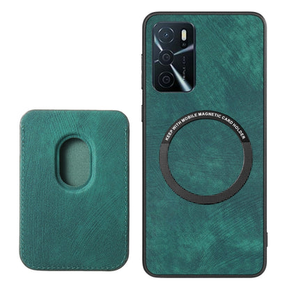 For OPPO A17 Retro Leather Card Bag Magnetic Phone Case(Green) - OPPO Cases by buy2fix | Online Shopping UK | buy2fix