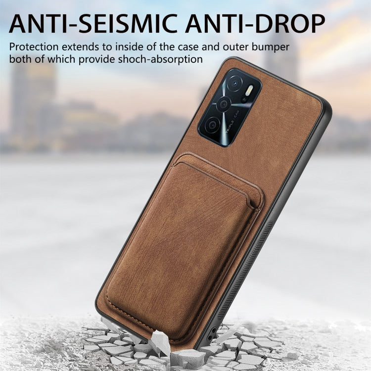 For OPPO A57 4G Retro Leather Card Bag Magnetic Phone Case(Brown) - OPPO Cases by buy2fix | Online Shopping UK | buy2fix