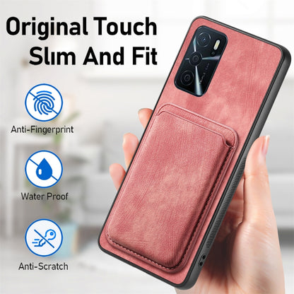 For OPPO Reno8 5G Retro Leather Card Bag Magnetic Phone Case(Pink) - OPPO Cases by buy2fix | Online Shopping UK | buy2fix