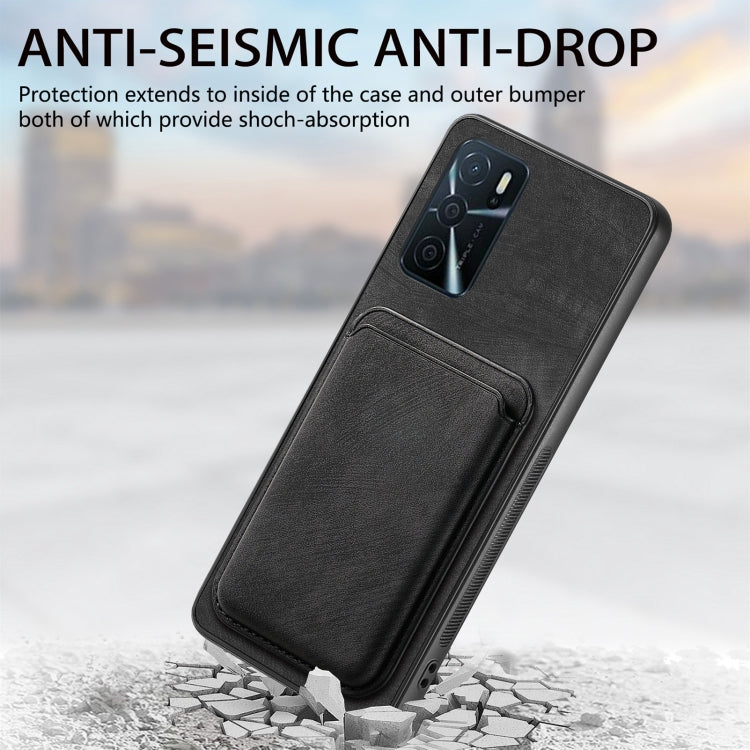 For OPPO Reno6 Pro+ Retro Leather Card Bag Magnetic Phone Case(Black) - OPPO Cases by buy2fix | Online Shopping UK | buy2fix