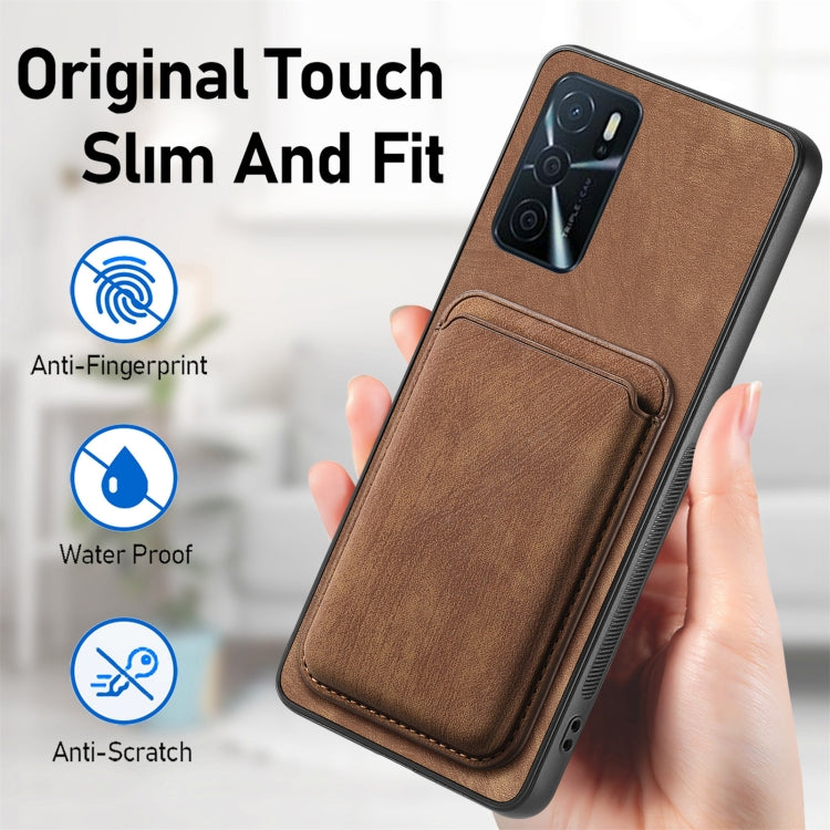 For OPPO Reno5 5G Retro Leather Card Bag Magnetic Phone Case(Brown) - OPPO Cases by buy2fix | Online Shopping UK | buy2fix