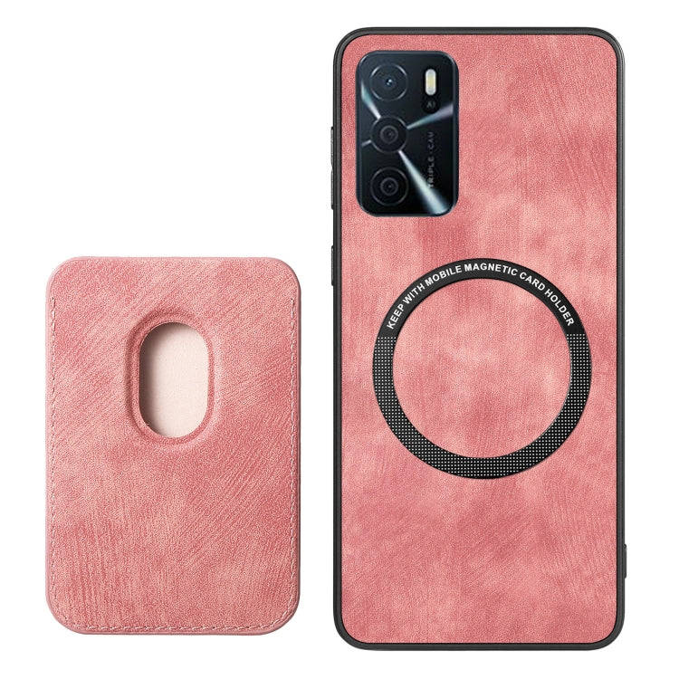 For OPPO A92S Retro Leather Card Bag Magnetic Phone Case(Pink) - OPPO Cases by buy2fix | Online Shopping UK | buy2fix