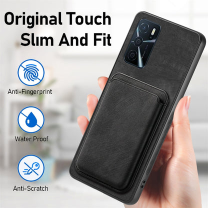 For OPPO Reno7 Z 5G/F21 Pro 5G Retro Leather Card Bag Magnetic Phone Case(Black) - OPPO Cases by buy2fix | Online Shopping UK | buy2fix