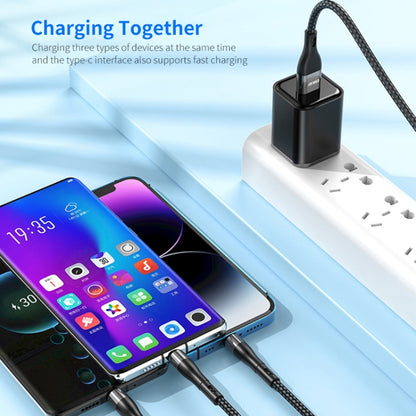 ENKAY 6-in-1 5A USB + Type-C to Type-C / 8 Pin / Micro USB Multifunction Fast Charging Cable, Cable Length:1.3m(Black) - Multifunction Cable by ENKAY | Online Shopping UK | buy2fix