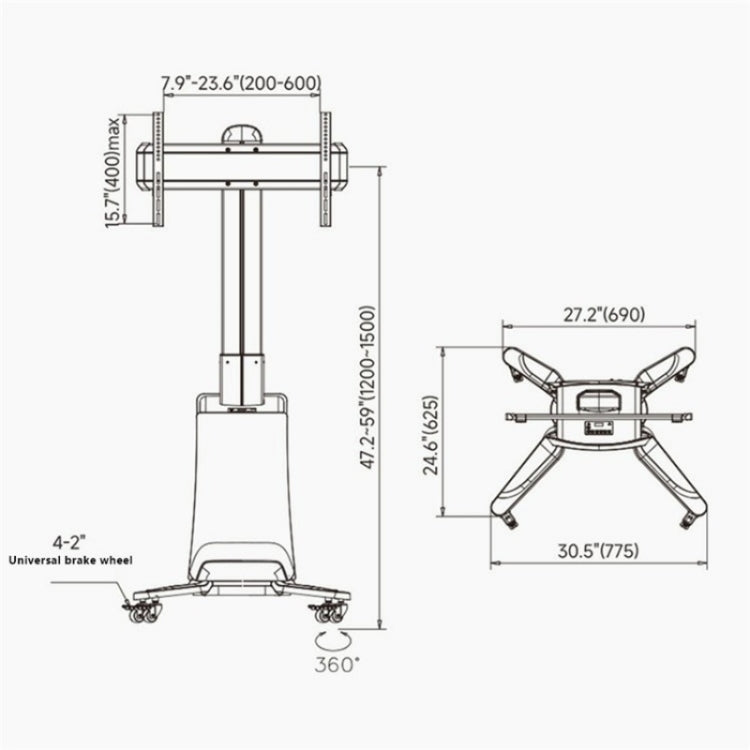 NB G85 55-85 inch TV Electric Remote Control Mobile Cart TV Floor Stand For Samsung / Hisense(US Plug) - TV Brackets & Mounts by buy2fix | Online Shopping UK | buy2fix