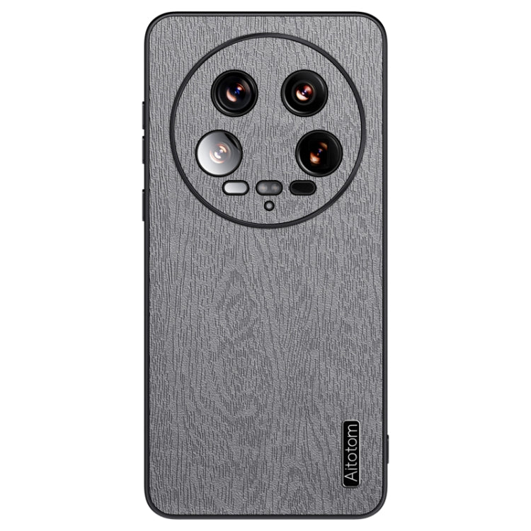 For Xiaomi 14 Ultra Tree Bark Leather Shockproof Phone Case(Grey) - 14 Ultra Cases by buy2fix | Online Shopping UK | buy2fix