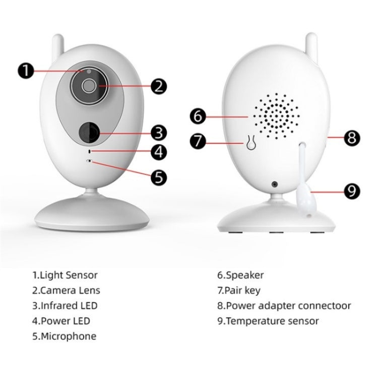 R306 Room Temperature Monitor Intercom Camera 2.0-inch Night Vision Wireless Baby Monitor(US Plug) - Baby Monitor by buy2fix | Online Shopping UK | buy2fix