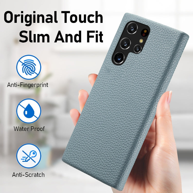 For Samsung Galaxy S22 Ultra 5G Litchi Oil Edge Leather Back Phone Case(Blue) - Galaxy S22 Ultra 5G Cases by buy2fix | Online Shopping UK | buy2fix