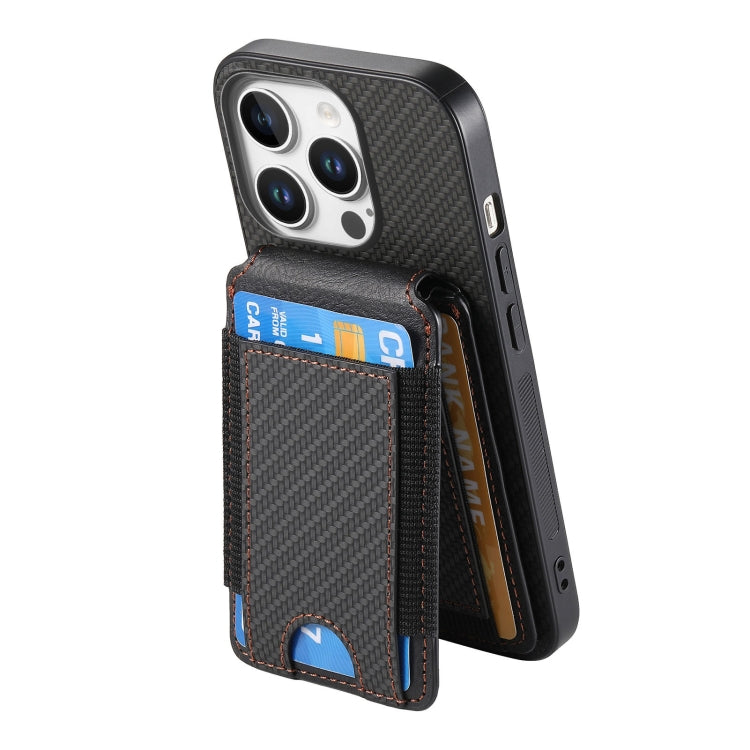 For iPhone 16 Pro Carbon Fiber Vertical Flip Wallet Stand Phone Case(Black) - iPhone 16 Pro Cases by buy2fix | Online Shopping UK | buy2fix