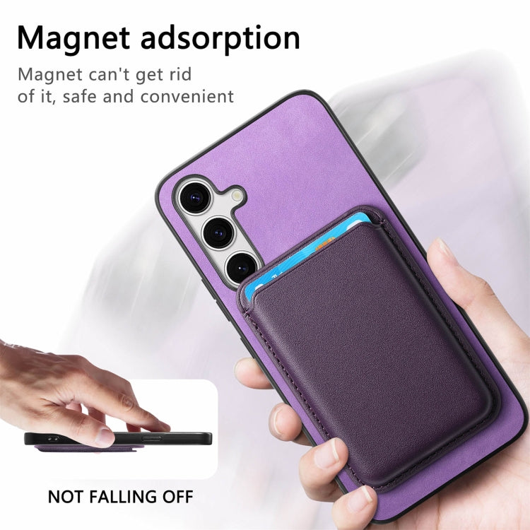 For Samsung Galaxy S24 5G Retro Magsafe Card Bag PU Back Cover Phone Case(Purple) - Galaxy S24 5G Cases by buy2fix | Online Shopping UK | buy2fix