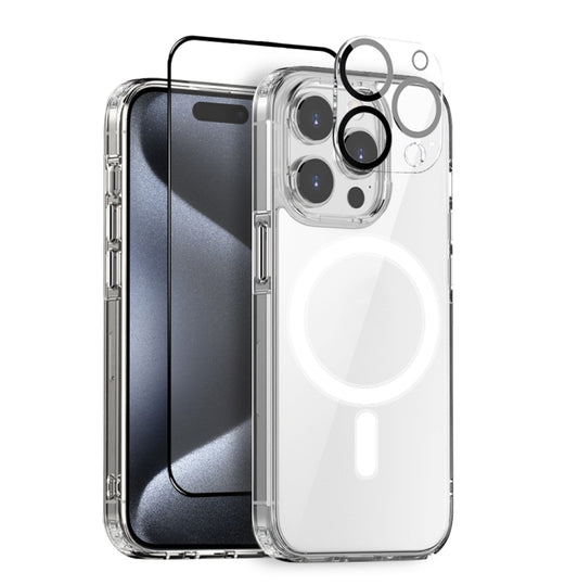 For iPhone 15 Pro NORTHJO 3 in 1 Magsafe Clear Phone Case with Screen Film + Rear Lens Film - iPhone 15 Pro Cases by NORTHJO | Online Shopping UK | buy2fix