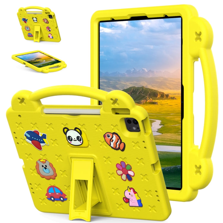 For iPad Pro 13 2024 Handle Kickstand Children EVA Shockproof Tablet Case(Yellow) - iPad Pro 13 2024 Cases by buy2fix | Online Shopping UK | buy2fix