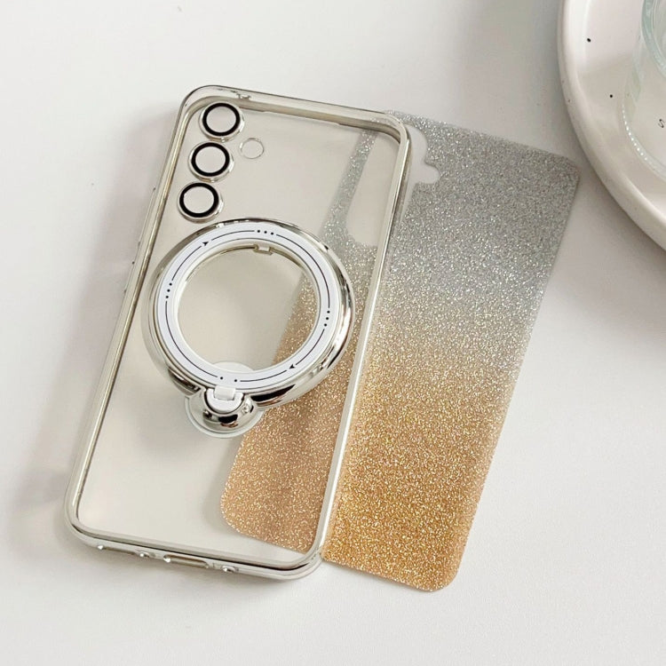 For Samsung Galaxy S23+ 5G Rotation MagSafe Holder Gradient Glitter TPU Phone Case(Gold) - Galaxy S23+ 5G Cases by buy2fix | Online Shopping UK | buy2fix