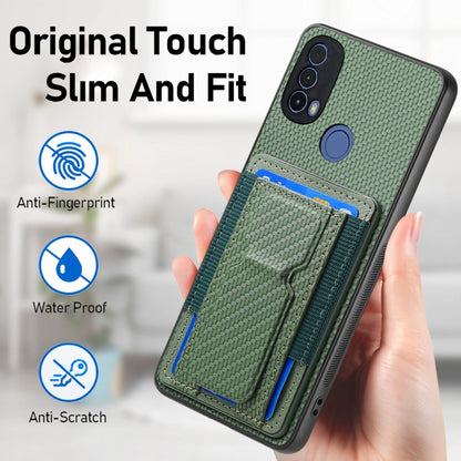 For Motorola Moto G Power 5G 2024 Carbon Fiber Fold Stand Elastic Card Bag Phone Case(Green) - Motorola Cases by buy2fix | Online Shopping UK | buy2fix