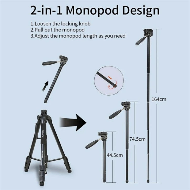 JMARY KP-2294 Detachable 179cm 4-section Adjustable Monopod Panoramic Photography Tripod - Tripods by Jmary | Online Shopping UK | buy2fix