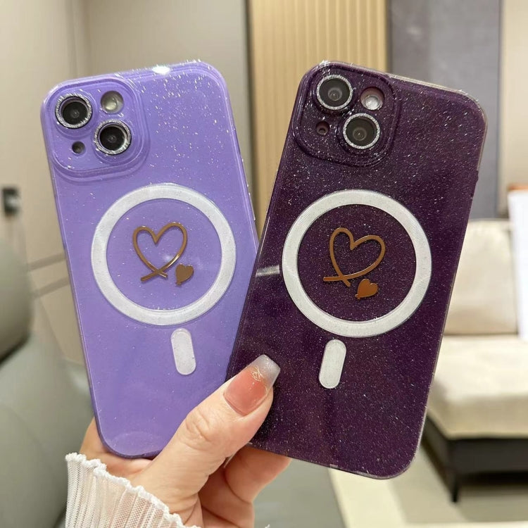 For iPhone 15 Pro Love MagSafe GlitterJelly TPU Phone Case(Purple) - iPhone 15 Pro Cases by buy2fix | Online Shopping UK | buy2fix