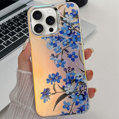 For iPhone 16 Pro Max Electroplating Laser Flower Texture TPU Phone Case(Myosotis AH2) - iPhone 16 Pro Max Cases by buy2fix | Online Shopping UK | buy2fix