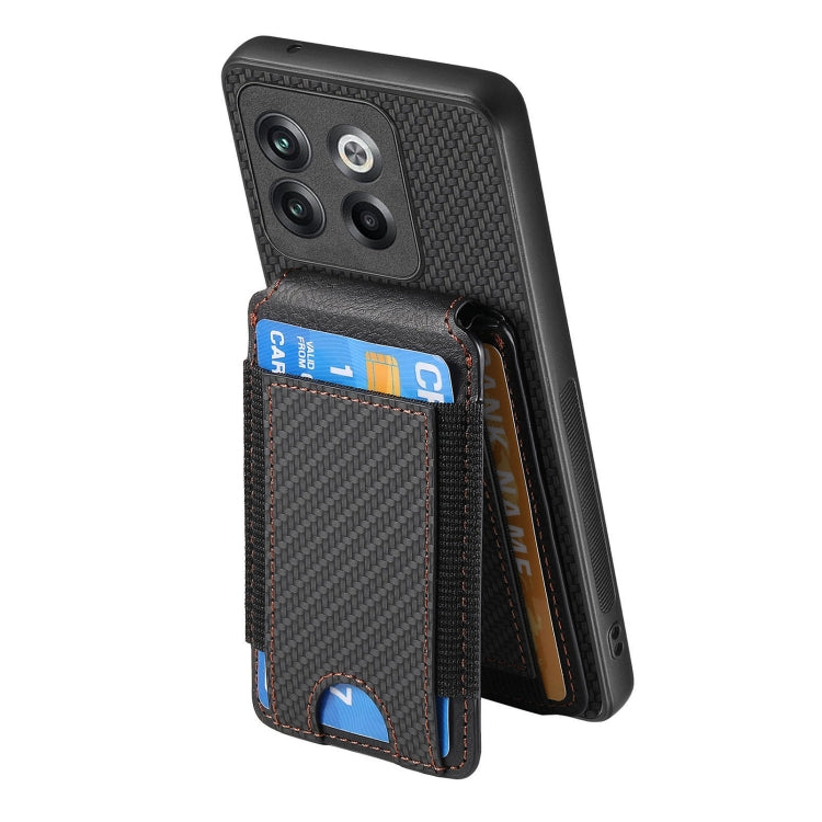 For OnePlus 11 Carbon Fiber Vertical Flip Wallet Stand Phone Case(Black) - OnePlus Cases by buy2fix | Online Shopping UK | buy2fix