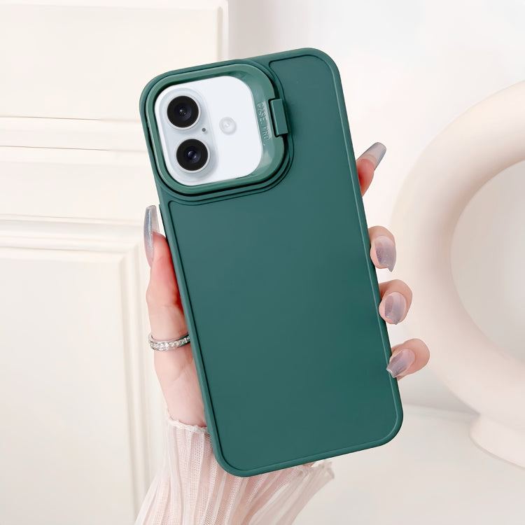 For iPhone 16 Lens Frame Holder Shockproof Phone Case(Green) - iPhone 16 Cases by buy2fix | Online Shopping UK | buy2fix