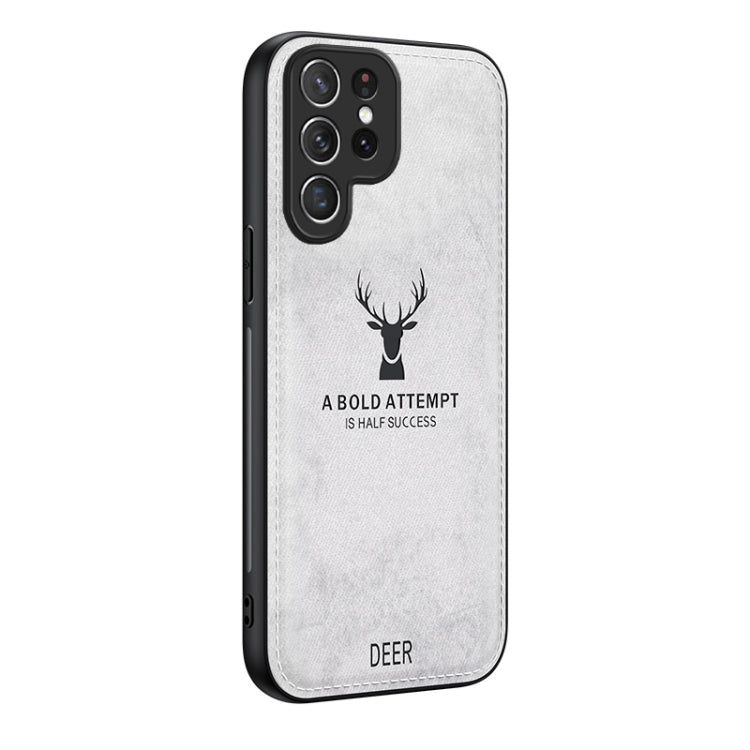 For Samsung Galaxy S25 Ultra 5G Deer Head Cloth Skin All-inclusive Phone Case(White) - Galaxy S25 Ultra 5G Cases by buy2fix | Online Shopping UK | buy2fix