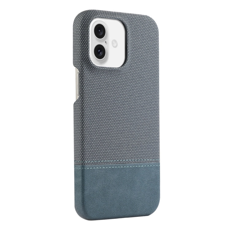 For iPhone 16 Plus Stitching Cloth PU Shockproof Phone Case(Blue) - iPhone 16 Plus Cases by buy2fix | Online Shopping UK | buy2fix