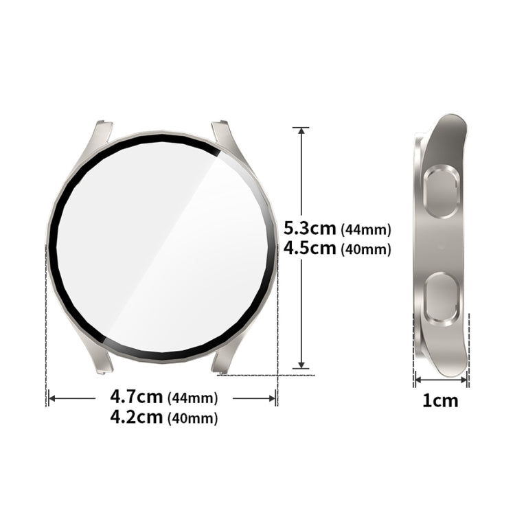 For Samsung Galaxy Watch7 40mm ENKAY Hat-Prince Full Coverage PC + Tempered Glass Film Integrated Watch Case(Silver) - Watch Cases by ENKAY | Online Shopping UK | buy2fix