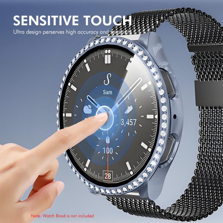 For Samsung Galaxy Watch7 40mm ENKAY Hat-Prince Blink Full Coverage PC + Tempered Glass Film Integrated Watch Case(Silver) - Watch Cases by ENKAY | Online Shopping UK | buy2fix