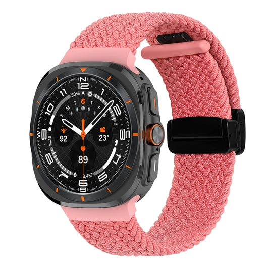 For Samsung Galaxy Watch Ultra 47mm Fold Magnetic Buckle Braided Watch Band(Pink) - Watch Bands by buy2fix | Online Shopping UK | buy2fix