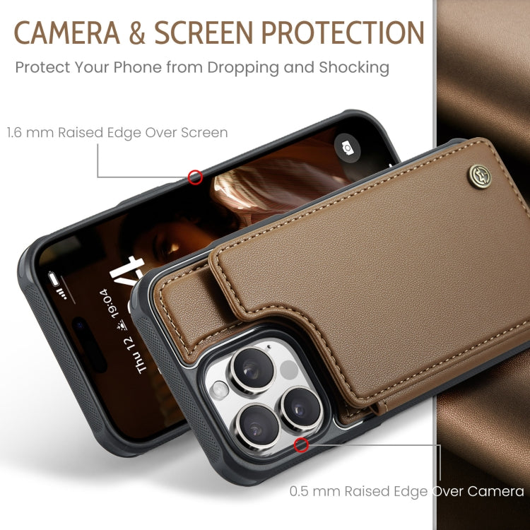 For iPhone 16 Pro Max CaseMe C22 Card Slots Holder RFID Anti-theft Phone Case(Brown) - iPhone 16 Pro Max Cases by CaseMe | Online Shopping UK | buy2fix