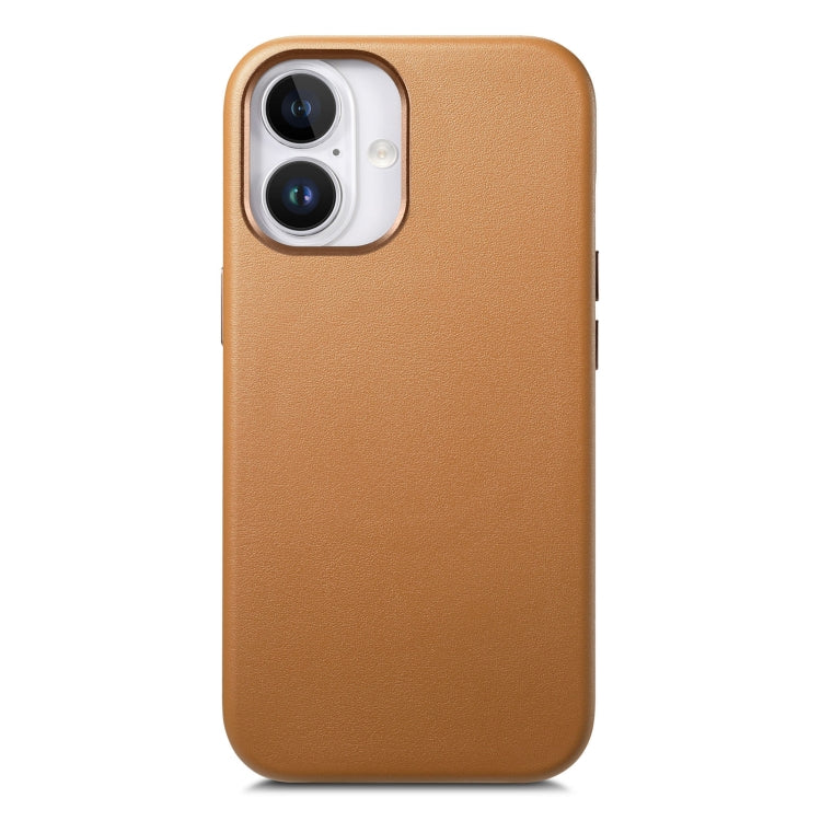 For iPhone 16 Electroplated Metal Button Shockproof Phone Case(Brown) - iPhone 16 Cases by buy2fix | Online Shopping UK | buy2fix