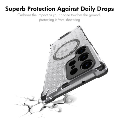 For Samsung Galaxy S24 Ultra 5G ENKAY Hat-Prince Honeycomb MagSafe Shockproof Phone Case with 0.18mm Film(White) - Galaxy S24 Ultra 5G Cases by ENKAY | Online Shopping UK | buy2fix