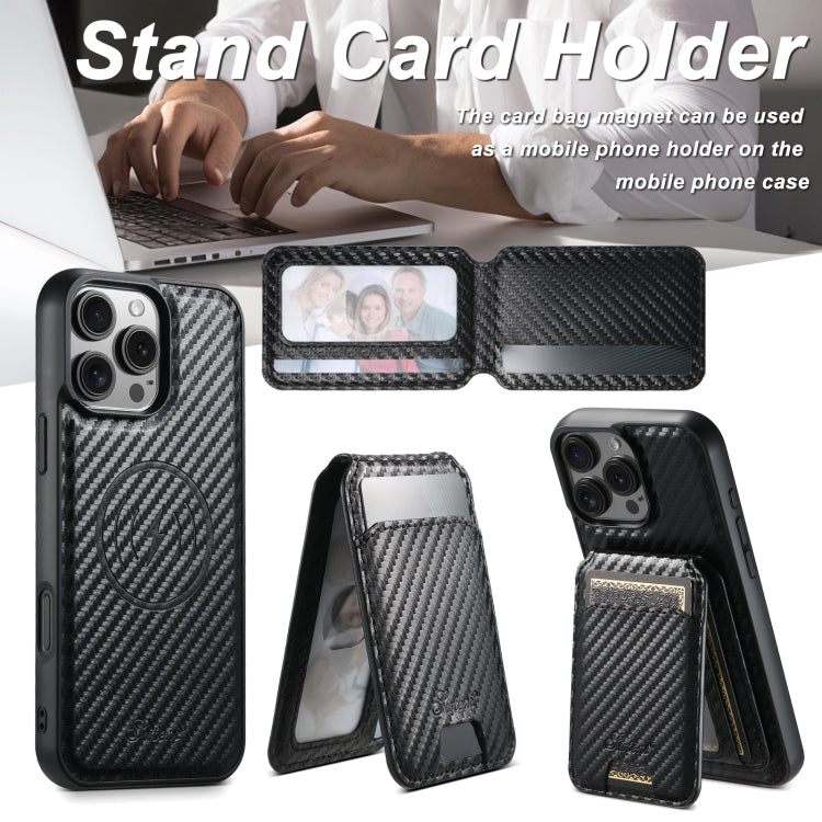 For iPhone 16 Pro Max Suteni TXWH18 Carbon Fiber Texture Detachable Wallet MagSafe Phone Case(Black) - iPhone 16 Pro Max Cases by Suteni | Online Shopping UK | buy2fix