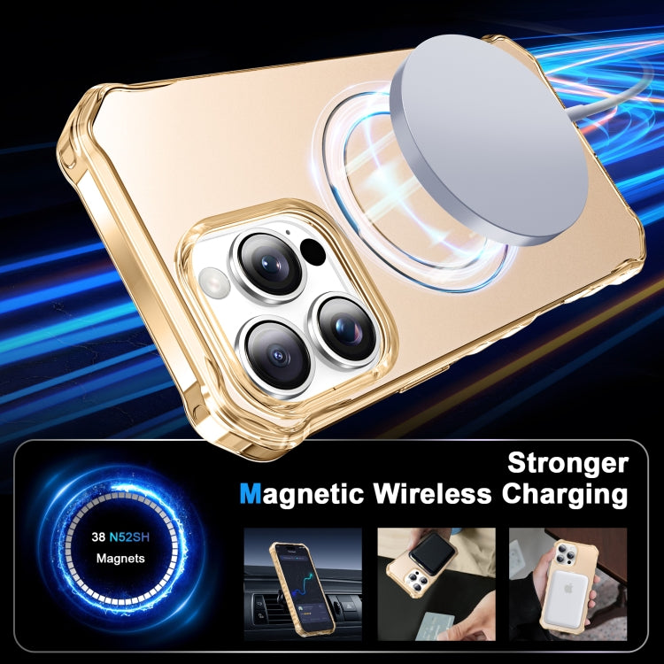 For iPhone 16 Pro Clear Wave MagSafe Holder Phone Case(Gold) - More iPhone Cases by buy2fix | Online Shopping UK | buy2fix