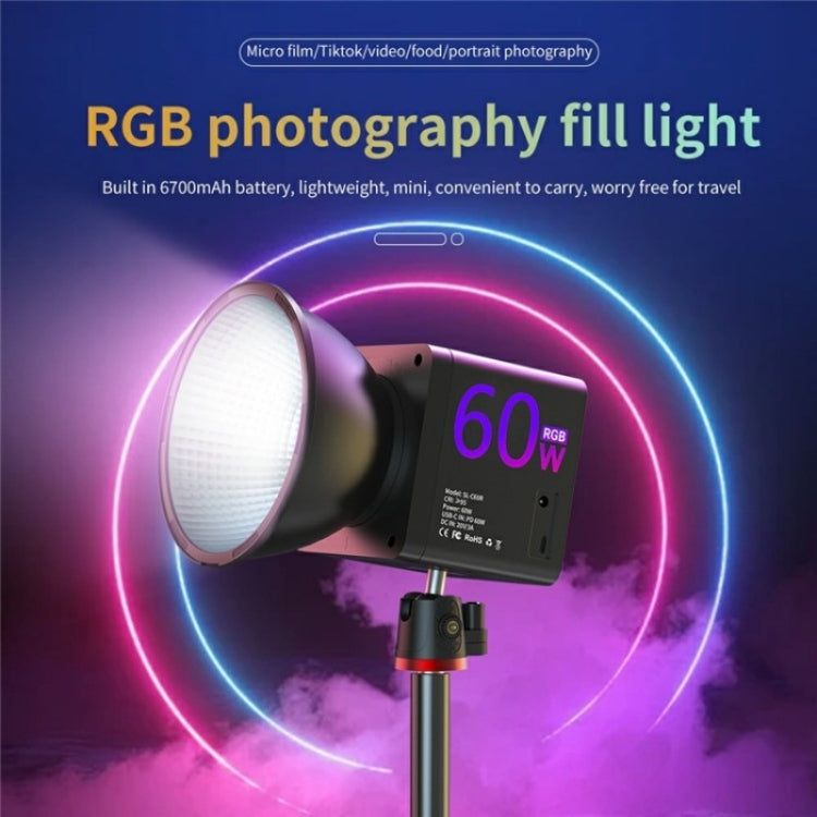 C60R 60W RGB Stage Lamp Professional Video Photography COB Fill Light, Plug:EU Plug - Selfie Light by buy2fix | Online Shopping UK | buy2fix