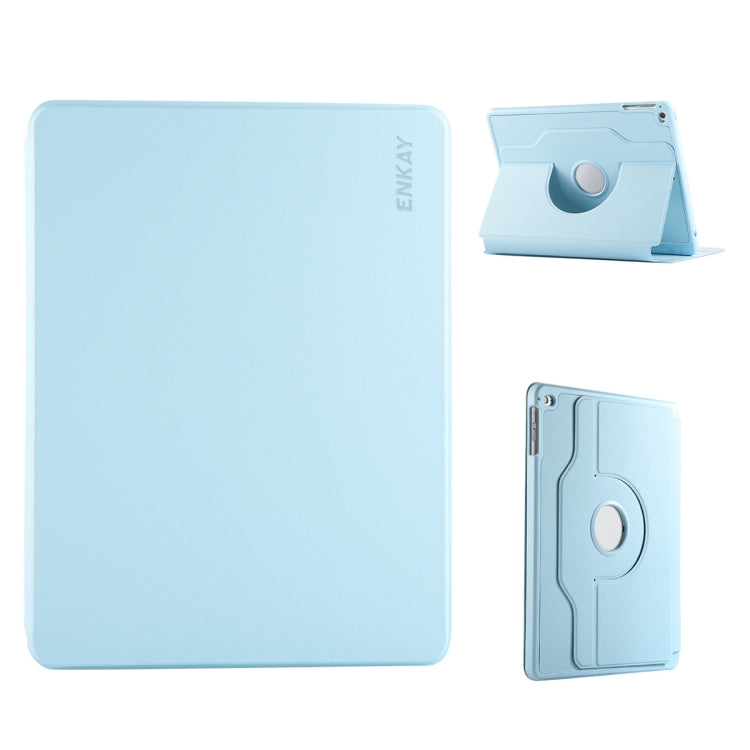 For iPad Air / Air 2 / 9.7 2017 / 2018 ENKAY 360 Rotation TPU Leather Smart Tablet Case with Pen Slot(Light Blue) - iPad 9.7 (2018) & (2017) Cases by ENKAY | Online Shopping UK | buy2fix