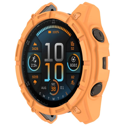 For Garmin Fenix 8 AMOLED 51mm Armor Hollow TPU Half Coverage Watch Protective Case(Orange) - Watch Cases by buy2fix | Online Shopping UK | buy2fix