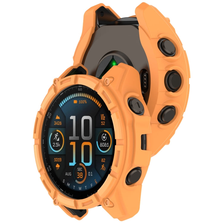 For Garmin Fenix 8 AMOLED 51mm Armor Hollow TPU Half Coverage Watch Protective Case(Orange) - Watch Cases by buy2fix | Online Shopping UK | buy2fix