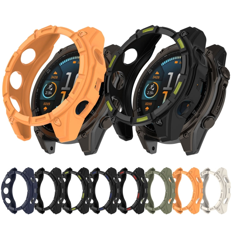 For Garmin Fenix 8 AMOLED 51mm Armor Hollow TPU Half Coverage Watch Protective Case(Orange) - Watch Cases by buy2fix | Online Shopping UK | buy2fix