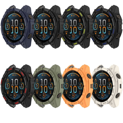 For Garmin Fenix 8 AMOLED 51mm Armor Hollow TPU Half Coverage Watch Protective Case(Orange) - Watch Cases by buy2fix | Online Shopping UK | buy2fix