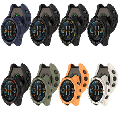 For Garmin Fenix 8 AMOLED 51mm Armor Hollow TPU Half Coverage Watch Protective Case(Orange) - Watch Cases by buy2fix | Online Shopping UK | buy2fix