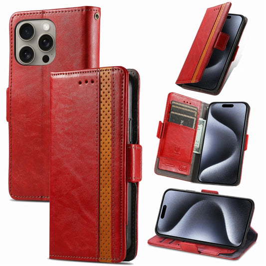 For iPhone 16 Pro CaseNeo Splicing Dual Magnetic Buckle Leather Phone Case(Red) - iPhone 16 Pro Cases by buy2fix | Online Shopping UK | buy2fix