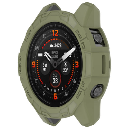 For Garmin Fenix E 47mm Armor Hollow TPU Half Coverage Watch Protective Case(Jungle Green) - Watch Cases by buy2fix | Online Shopping UK | buy2fix