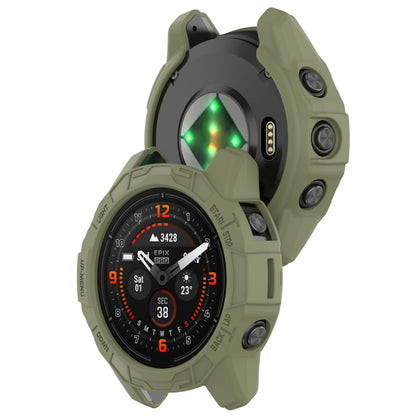 For Garmin Fenix E 47mm Armor Hollow TPU Half Coverage Watch Protective Case(Jungle Green) - Watch Cases by buy2fix | Online Shopping UK | buy2fix