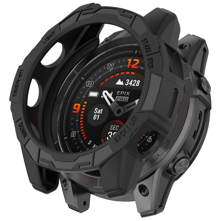 For Garmin Fenix E 47mm Armor Hollow TPU Half Coverage Watch Protective Case(Black) - Watch Cases by buy2fix | Online Shopping UK | buy2fix