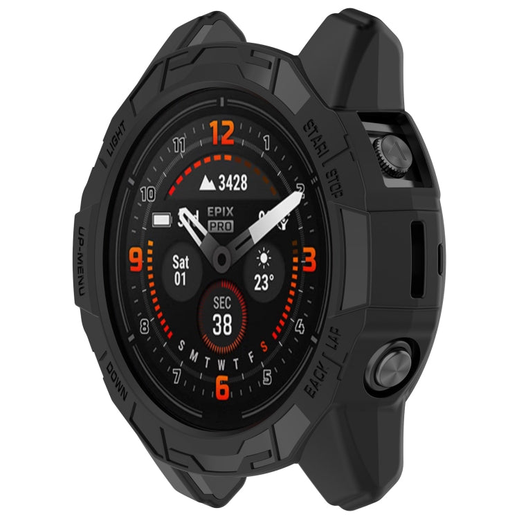 For Garmin Fenix E 47mm Armor Hollow TPU Half Coverage Watch Protective Case(Black) - Watch Cases by buy2fix | Online Shopping UK | buy2fix