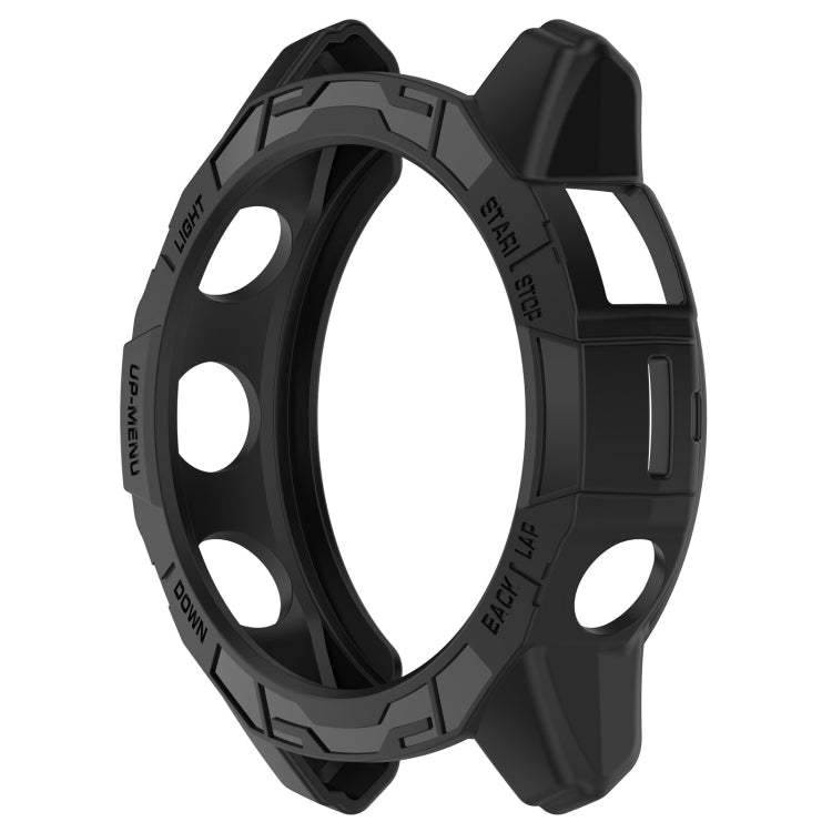 For Garmin Fenix E 47mm Armor Hollow TPU Half Coverage Watch Protective Case(Black) - Watch Cases by buy2fix | Online Shopping UK | buy2fix